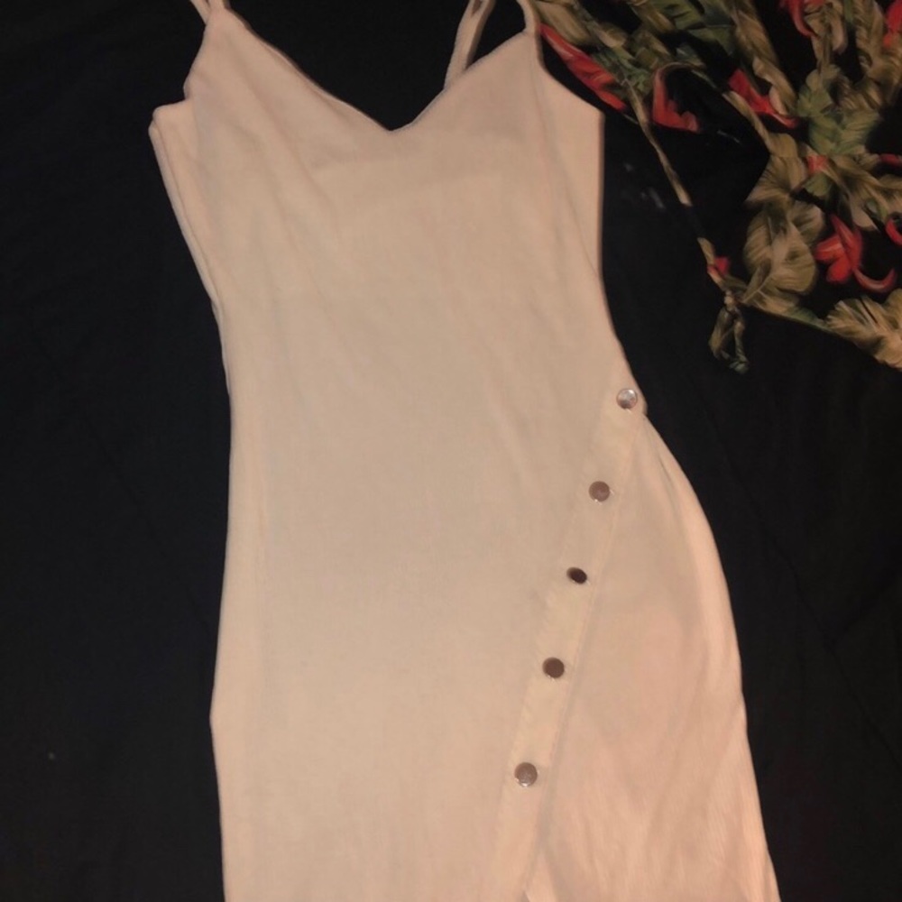 White cotton slit dress